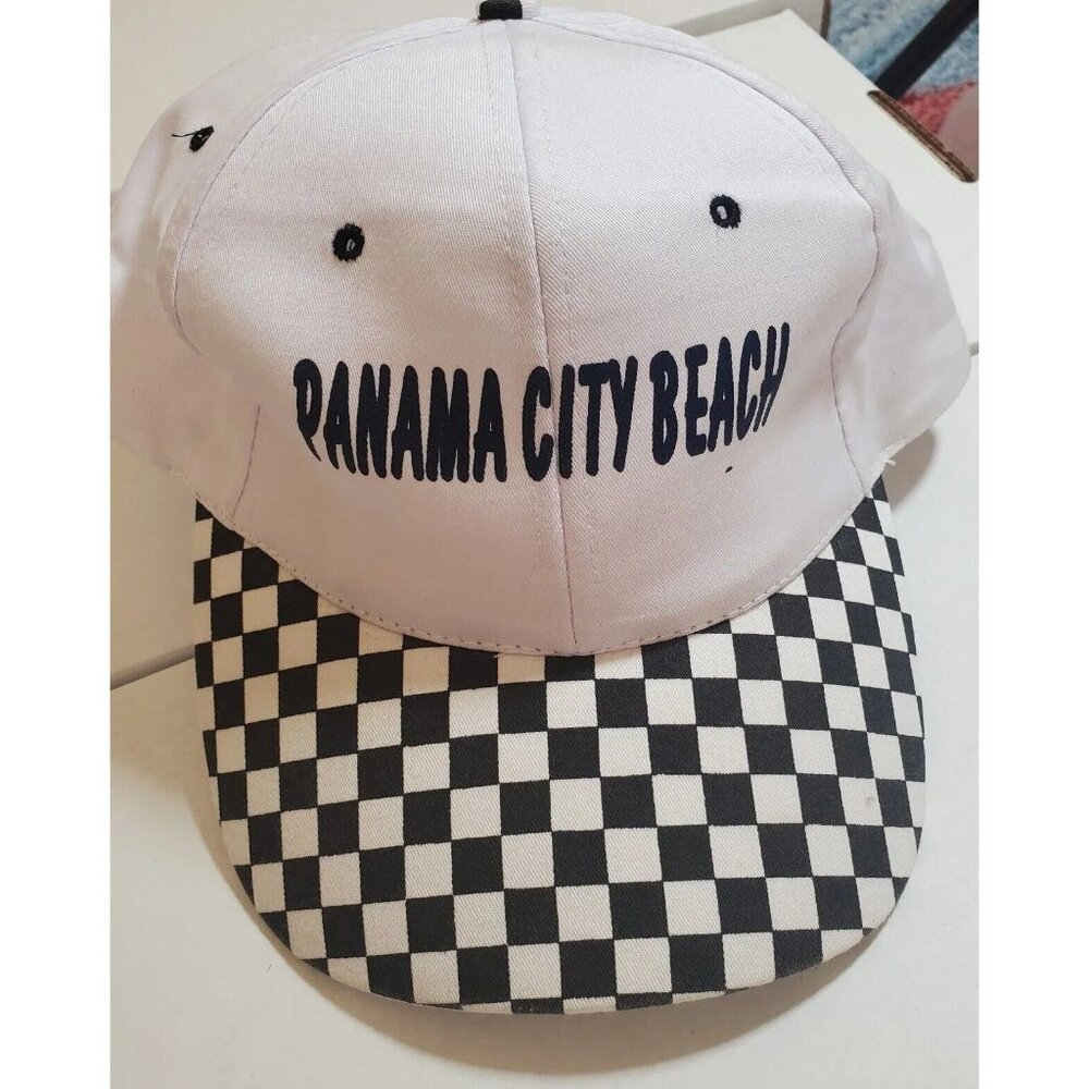 Vintage Cap Hat 80s snapback Retro Panama City Checker Spring Break Checkered